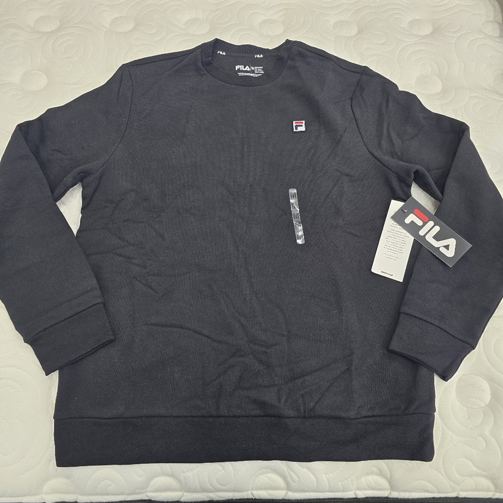 Fila Men's Black Crewneck Fleece Casual Sweater Size Medium - New With Tag